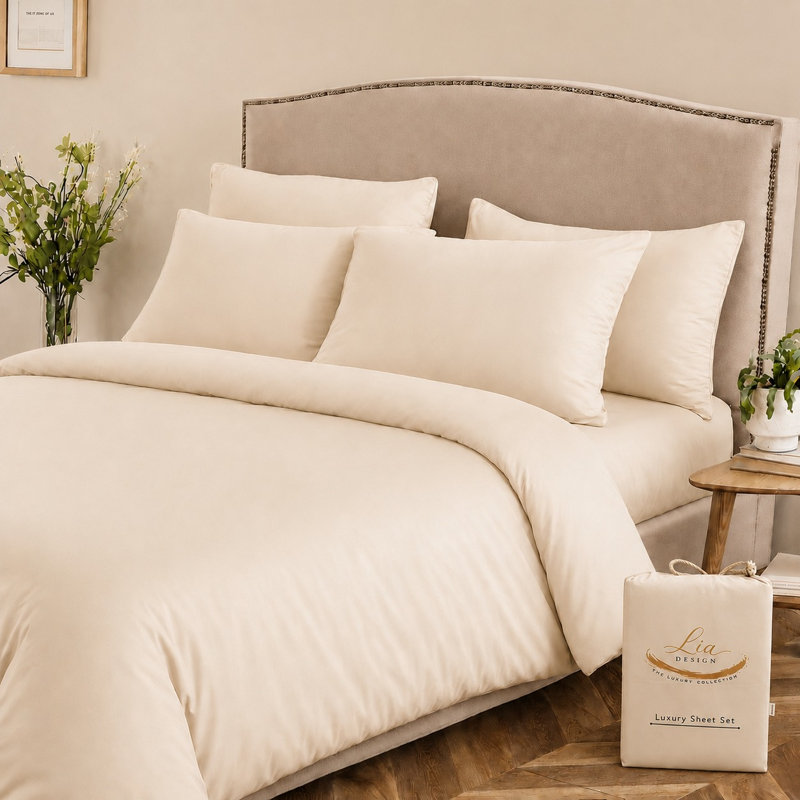 Lia Design Collection Microfiber Solid Colour Duvet Cover Set, King, Beige