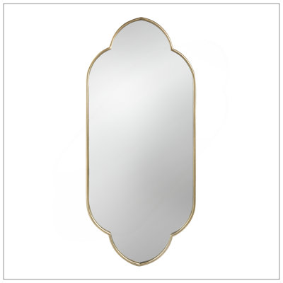 Miroir mural champagne doré avec bords entaillés, élégant et polyvalent