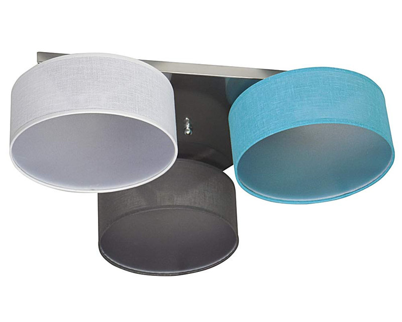 Pulley Fabric Semi Flush Mount, White/Turquoise/Anthracite