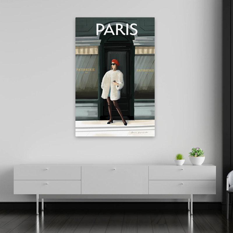 «Girl In Paris II - Adventure Berets», art noir et brun, H 60 po x l 40 po