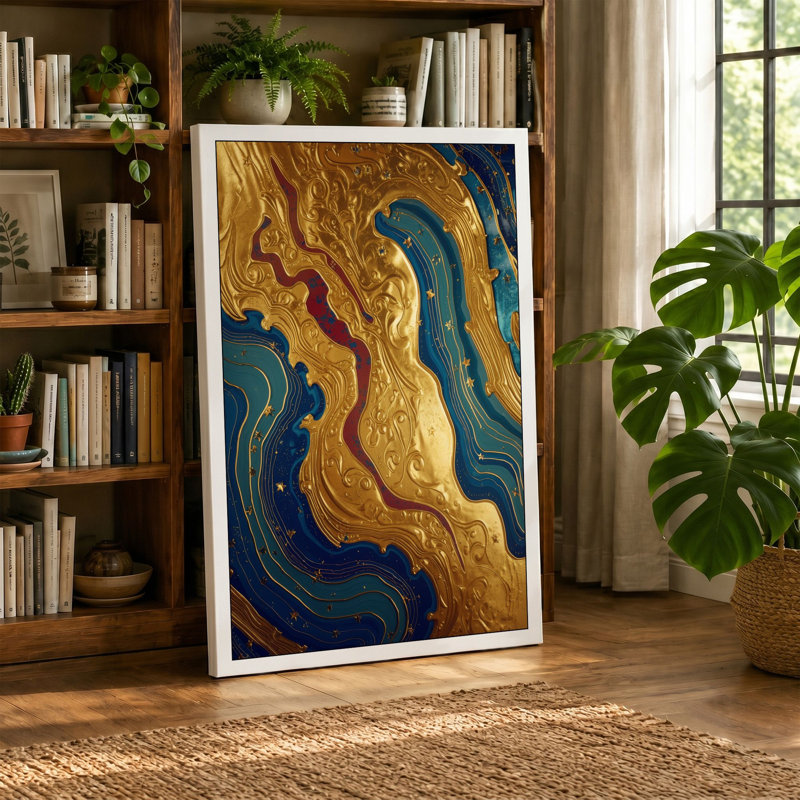 Gilded Flows Abstract - Wrapped Canvas, 24x16 - 61.0 x 40.6 cm, White Border