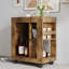 Armoire latérale mobile de style Mid-Century moderne pour canapé, casier de rangement de chariot brun domestique et tablette pour le salon.