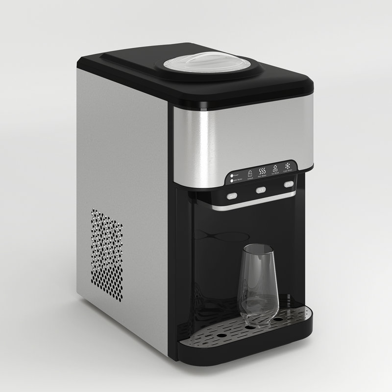 Countertop Top Loading Water Cooler Dispenser with Built-in Ice Maker,44 Lbs in 24H Ice Production & Hot/Cold Water Dispenser,Energy Star 3-5 Gallons Capacity with Smart Frostguard & Whisperquiet Tech (Black)
