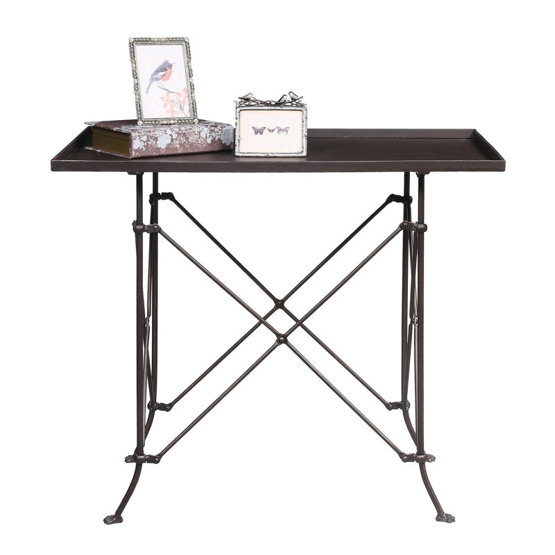 Rectangular Tall Metal End Table with Claw Feet, Bronze, 27" H x 31.5" W x 20" D