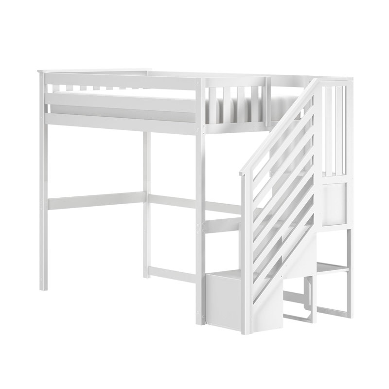 Classic Twin High Loft with Staircase, White