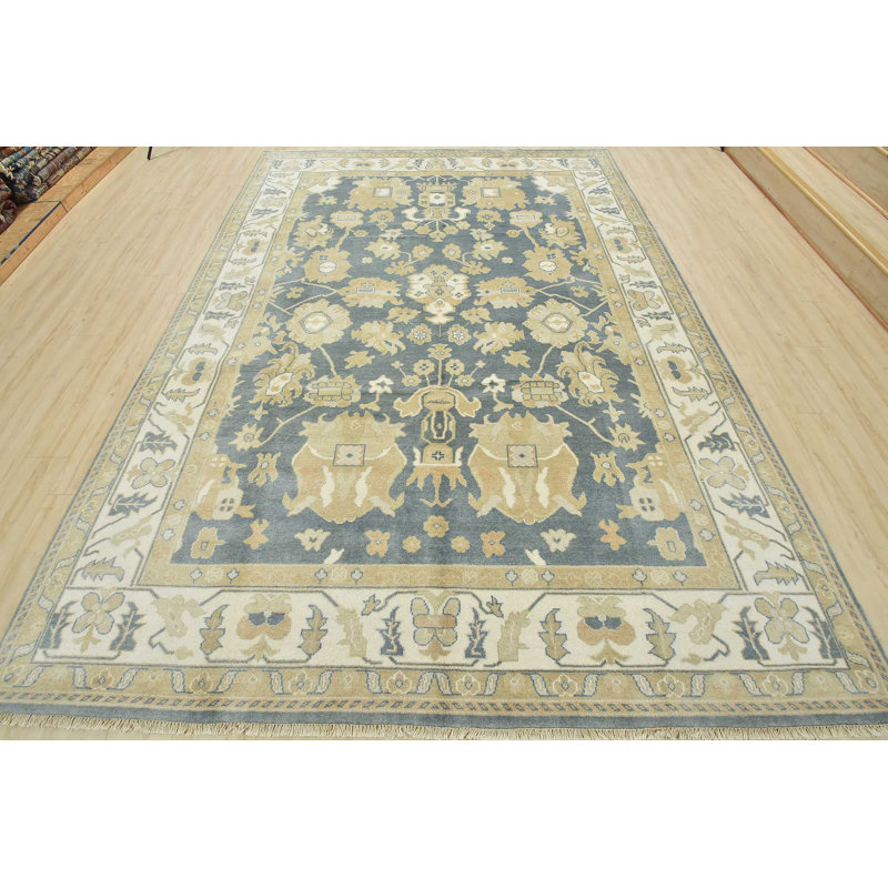 Tapis oriental en laine noué à la main bleu Nastaho