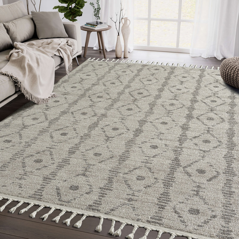 Tapis beige et brun à motif géométrique Alejoa, Rectangle 5 pi 3 po x 7 pi 6 po