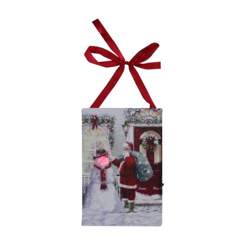 Décoration murale DEL de Noël père Noël et bonhomme de neige