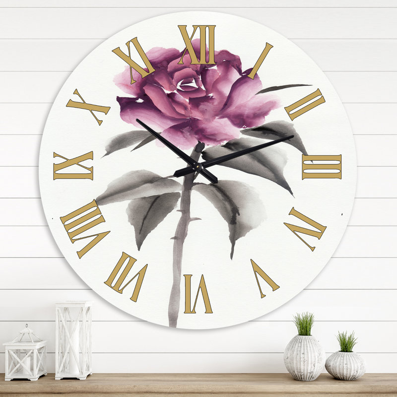 Horloge murale rétro rose, Grand