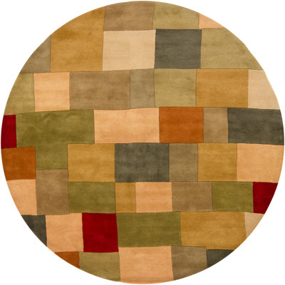 Tapis contemporain touffeté à la main Antara vert / jaune / gris