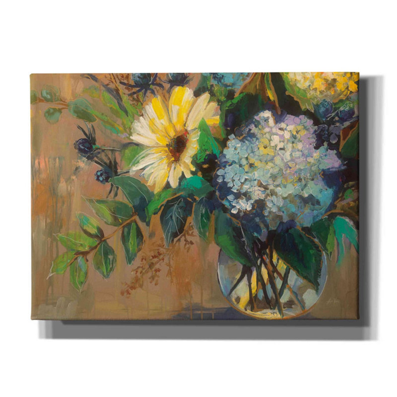 «Glass Floral» par Jeanette Vertentes, art mural sur toile, H 12 po x l 16 po x P 0,75 po