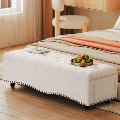 Treda Linen Upholstered Storage Bench