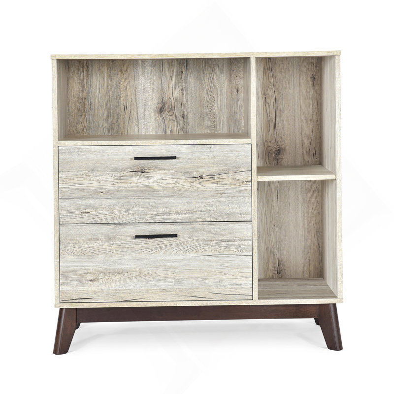 Commode d'appoint 2 tiroirs, Chêne San Remo
