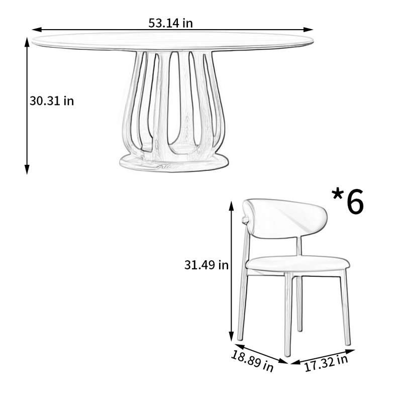 Ensemble de table de salle à manger et de chaises Nordic, H 30,31 po x L 53,14 po x l 53,14 po