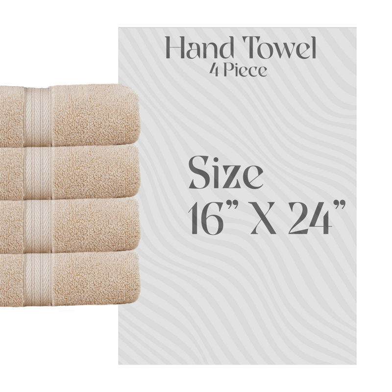Ensemble de serviettes essuie-mains 100% coton Elegant Essentials 550GSM Zero Twist (ensemble de 4) - 16 po x 24 po, Lin