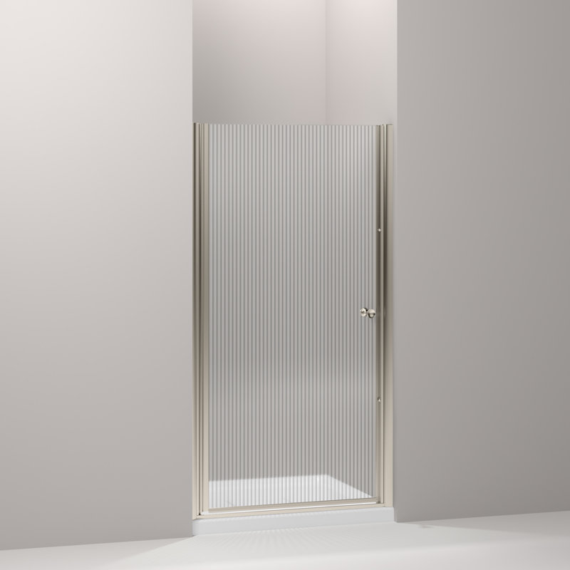 Fluence 36.5" x 65.5" Pivot Shower Door with CleanCoat® Technology, Bright Silver