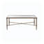 Table basse rectangulaire en métal avec dessus en verre trempé fini bronze