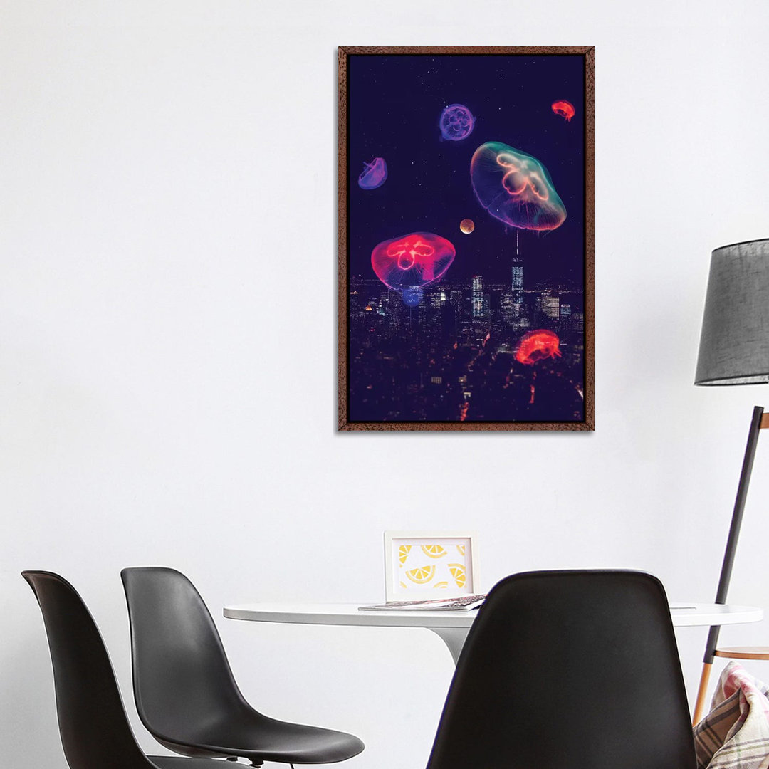 City Jellyfish Moon von Soaring Anchor Designs - Galerie-verpackte Leinwand Giclée auf Leinwand