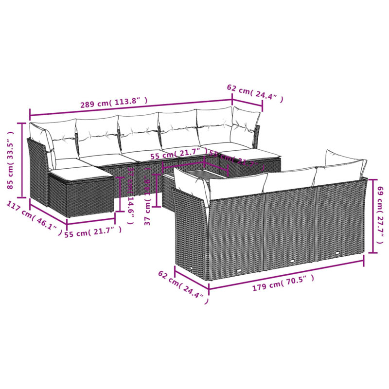 Ensemble de canapé de jardin Vidaxl
