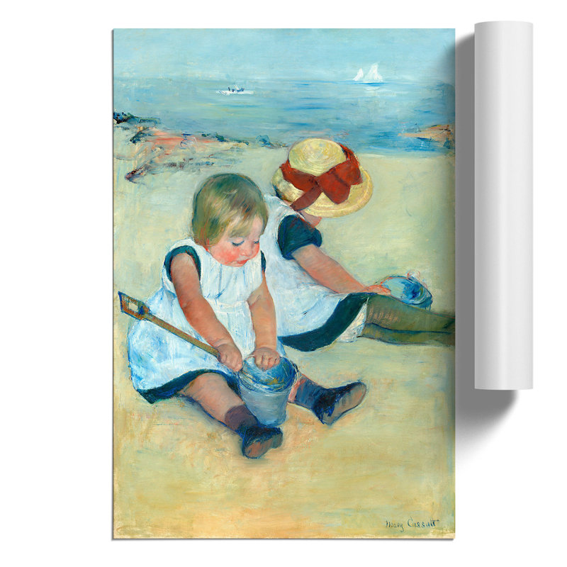 Children Playing On The Beach by Mary Cassatt - No Frame Painting, 59cm H x 42cm W x 0.1cm D