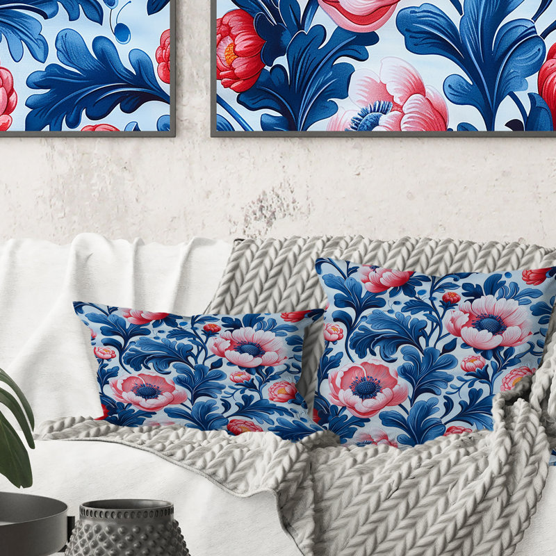 Coussin lombaire traditionnel - bleu et rose