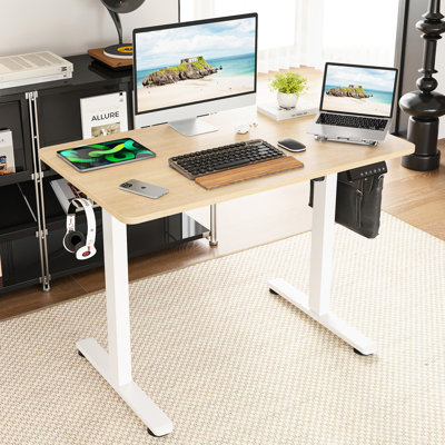 Bureau électrique debout à hauteur ajustable pour un espace de travail de bureau à domicile, 40 X 24 pouces, panneau d'épissure, cadre stable, contrôle multifonctionnel, changements de posture fréquents, mémoire de carbone 4