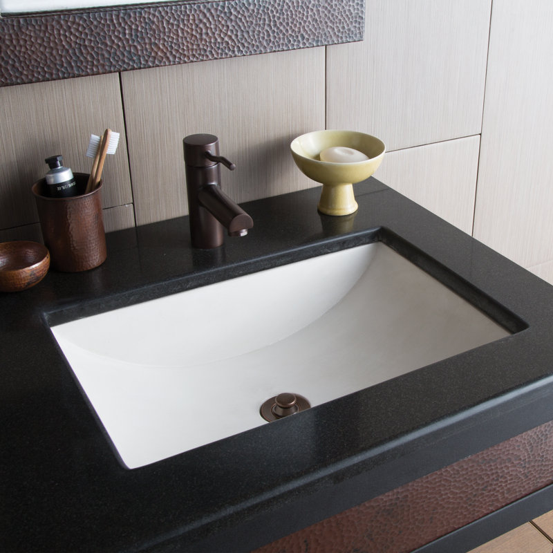 Cabrillo NativeStone Concrete Rectangular Undermount Bathroom Sink, Pearl
