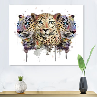 «Colorful Colorful Leopard Portrait», reproduction d'art sur toile
