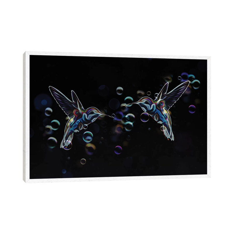 Hummingbirds 1 Piece Wall Art on Canvas, 66.04 cm H x 45.72 cm W, White Floater Framed