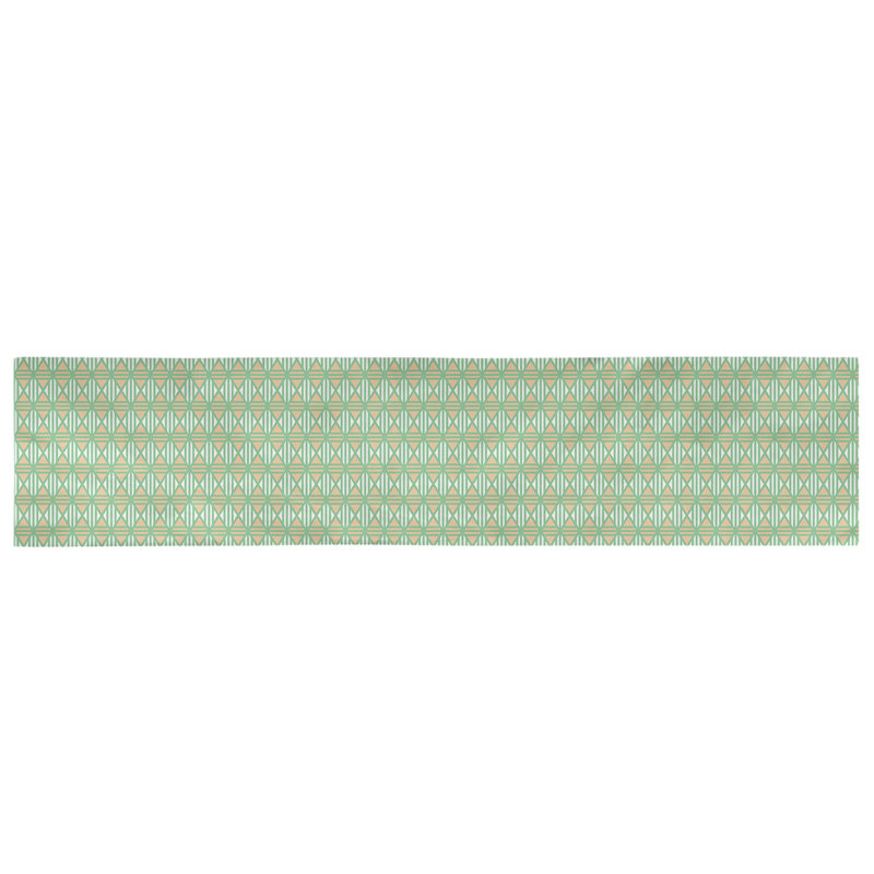 Chemin de table losanges doublés Avicia, 73,5 po x 17,5 po, Vert / Orange, Coton