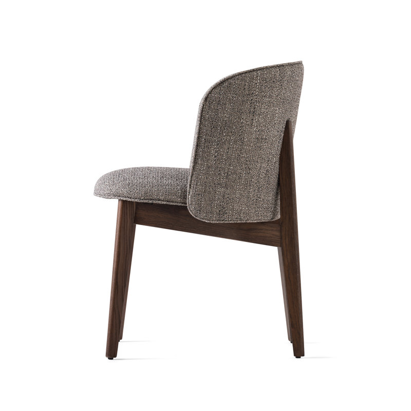 Abrey Upholstered Armchair with Wooden Base, Smoke, Taupe