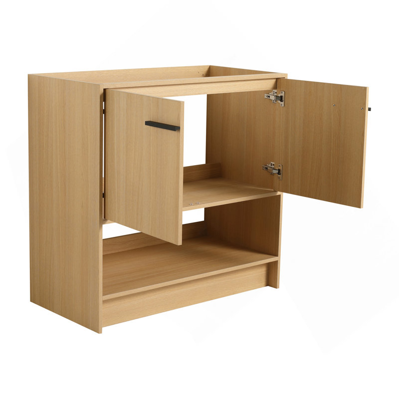 Meuble-lavabo sur pied 36 po, 2 portes, meuble-lavabo sur pied autoportant, contreplaqué (excluant l'évier), Naturel, 36"