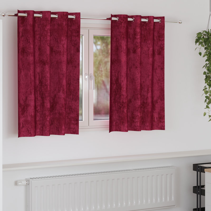 Alithia Velvet Room Darkening Curtain Pair, Wine Red, 140cm Width x 140cm Drop