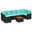 Ensemble de canapé de jardin vidaXL 8 pièces en rotin de polyester noir et turquoise