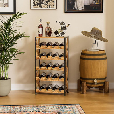 Support à vin sur pieds 20 bouteilles avec plateau en bois, sans ...