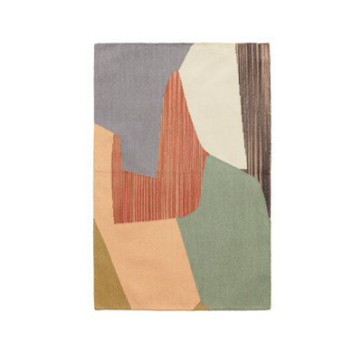 Rectangle Kulfi Abstract Flatweave Cotton Area Rug in Orange/Green