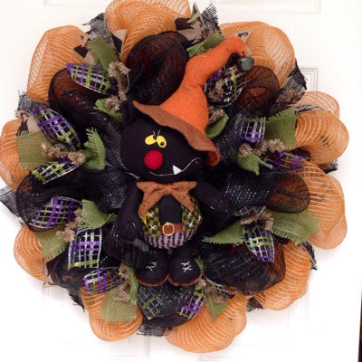 Couronne d'Halloween avec un chat loufoque