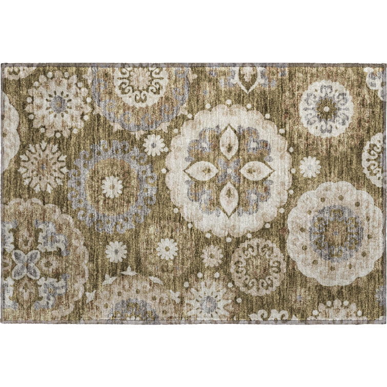 Premium Machine Washable Prisco Brown Rug