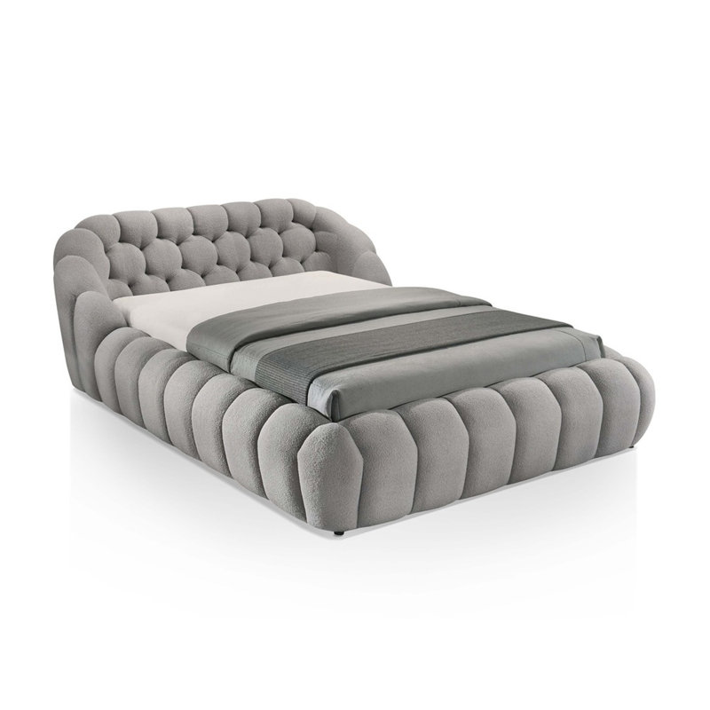 Lit tapissier 1 pièce Est, Très grand lit, Gris