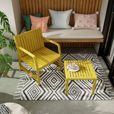2 - Piece Indoor/outdoor Conversation , Polypropylene, , Zero Maintenance Cleanup, Ideal For Garden Parties Yellow Patio Weather Frame, Ergonomic Comfort Design, Quick Assembly Poolside Relaxation