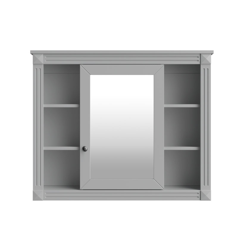 Armoire de salle de bain murale avec miroir, Gris