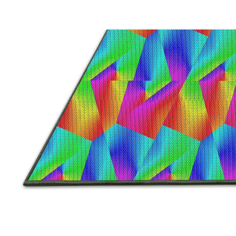 Tapis abstrait vert / bleu / rouge, Rectangle 5 pi x 7 pi