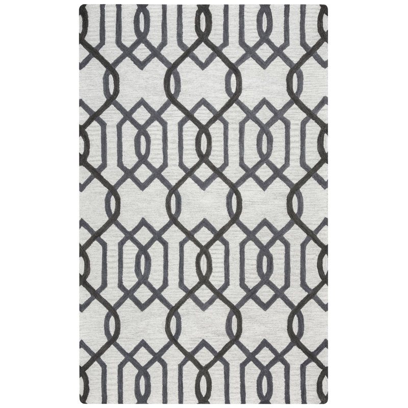 Bursaite Wool Geometric Indoor Rug, Rectangle 9' x 12'