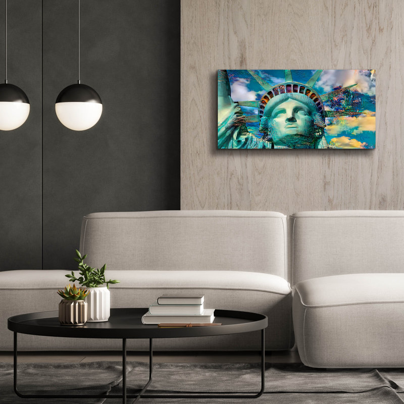 Art mural sur toile Epic Graffiti «Usa New York Statue Of Liberty Face» par Pedro Gavidia, 40 po x 20 po, H 20 po x l 40 po