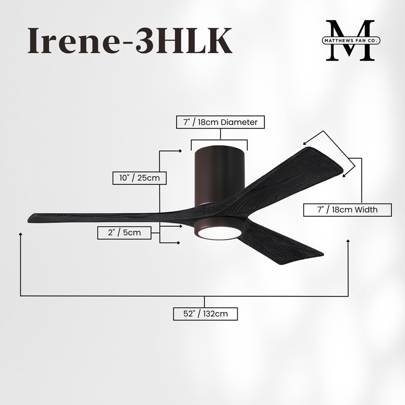 Irene LED Ceiling Fan, Textured Bronze, Matte Black, 52"