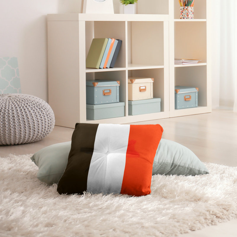 Coussin de plancher touffeté , 26 po x 26 po, Brun / Orange