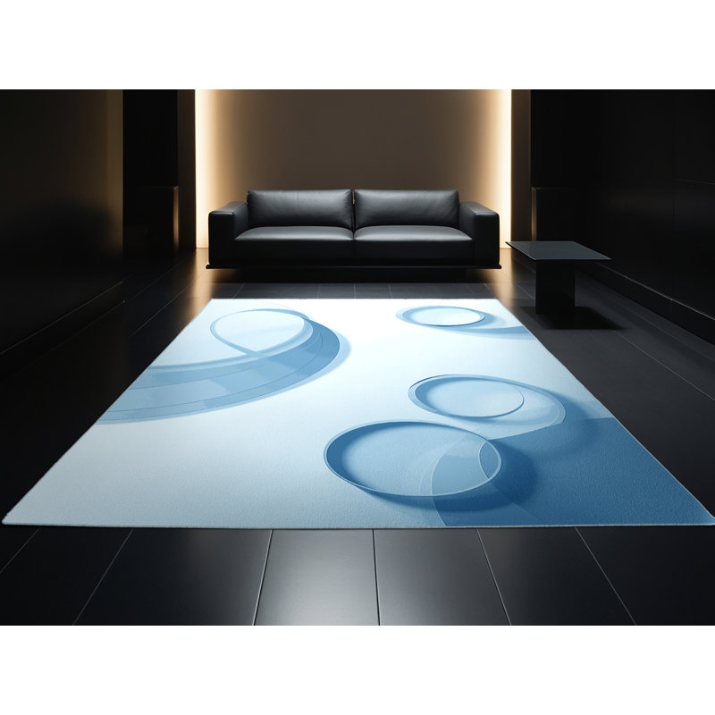 Machine Washable Dunedin Resistance Bands Minimalist Rug in Blue – SkyBlue Binding, 2x4