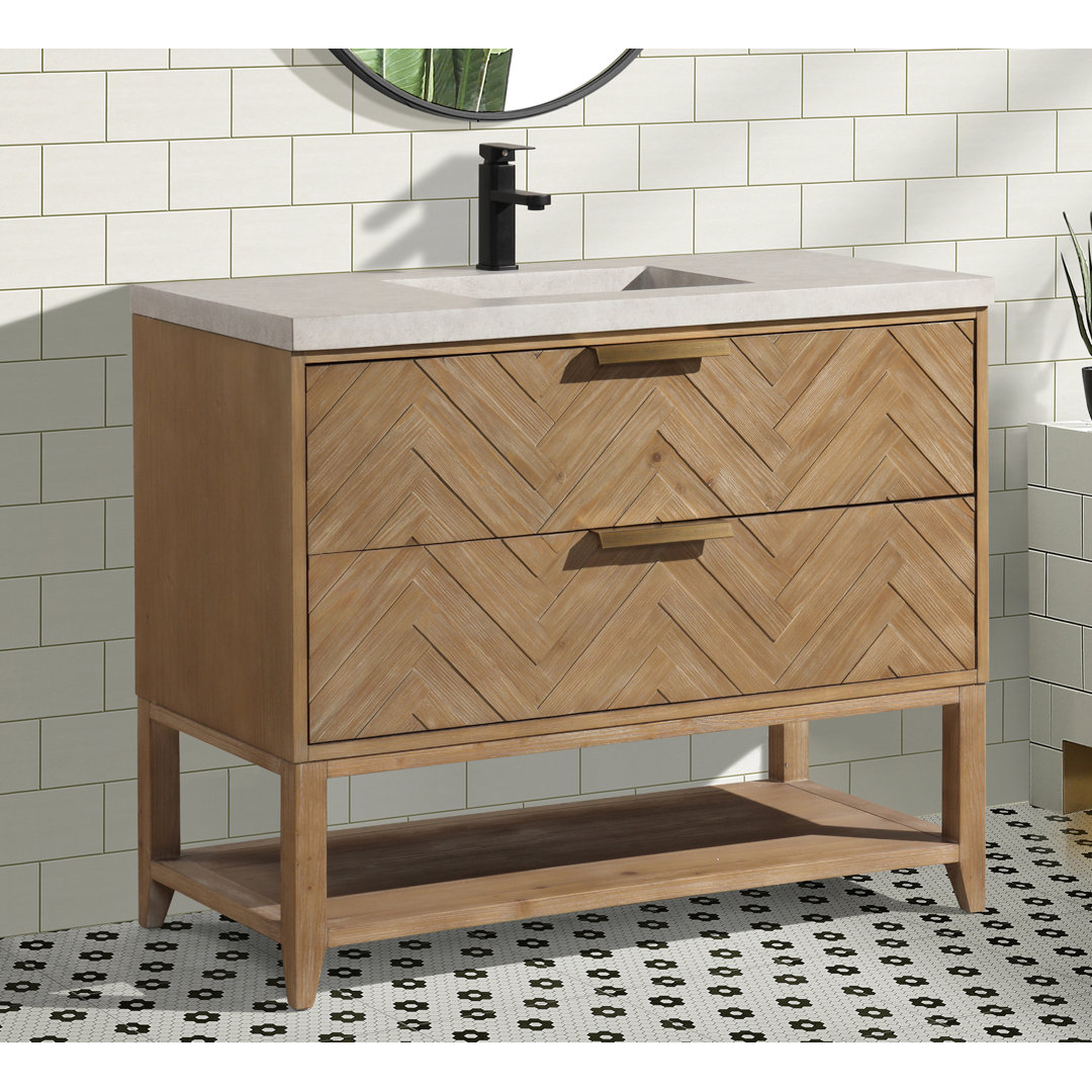 Carlsbad 42'' Single Bathroom Vanity with Concrete Top Ari Kitchen & Bath