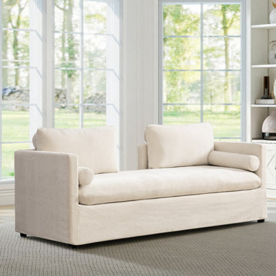 82.7" Wide  Upholstered Slipcovered Chaise Lounge