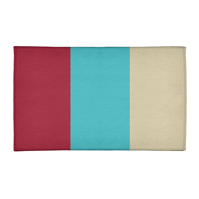 Tapis sable rouge/bleu sarcelle/sonoran à tissé plat Arizona, Rectangle 2 pi x 3 pi